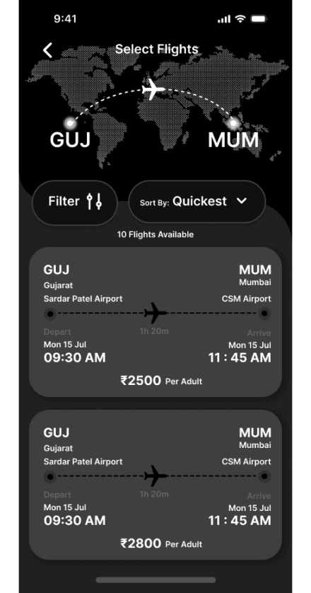 select flight details