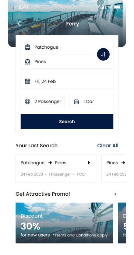 FastFerry booking ui