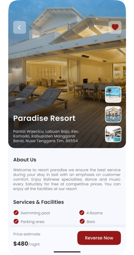 resort booking ui